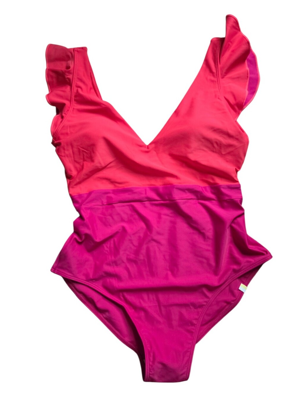 NWT Summersalt The Ruffle Backflip One-Piece Swimsuit Pink Red Colorblock Size 8